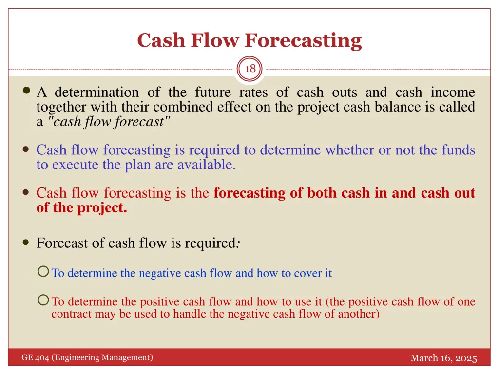 cash flow forecasting