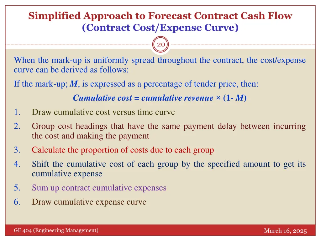 simplified approach to forecast contract cash 1