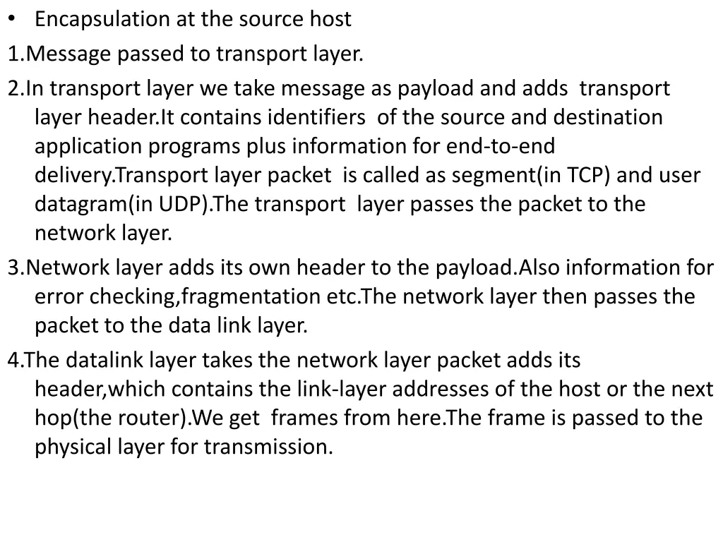 encapsulation at the source host 1 message passed