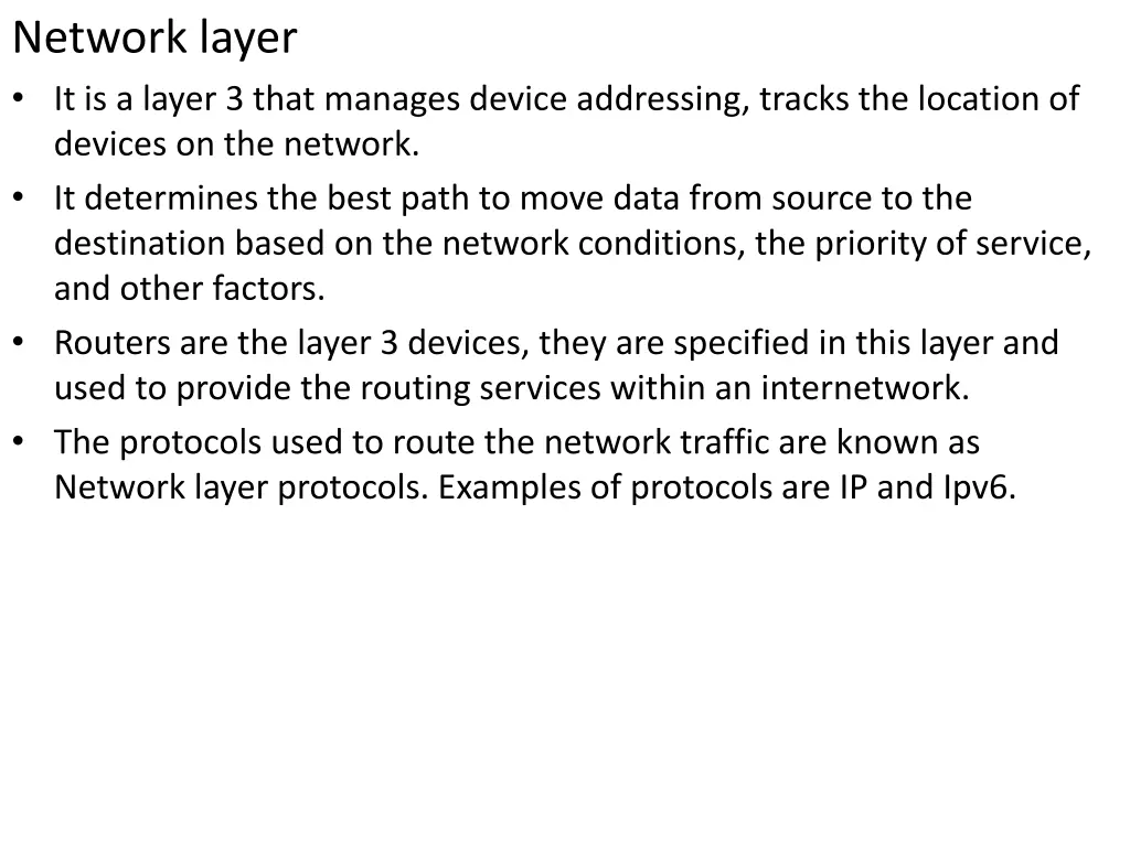 network layer it is a layer 3 that manages device