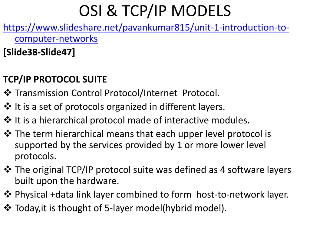 osi tcp ip models https www slideshare
