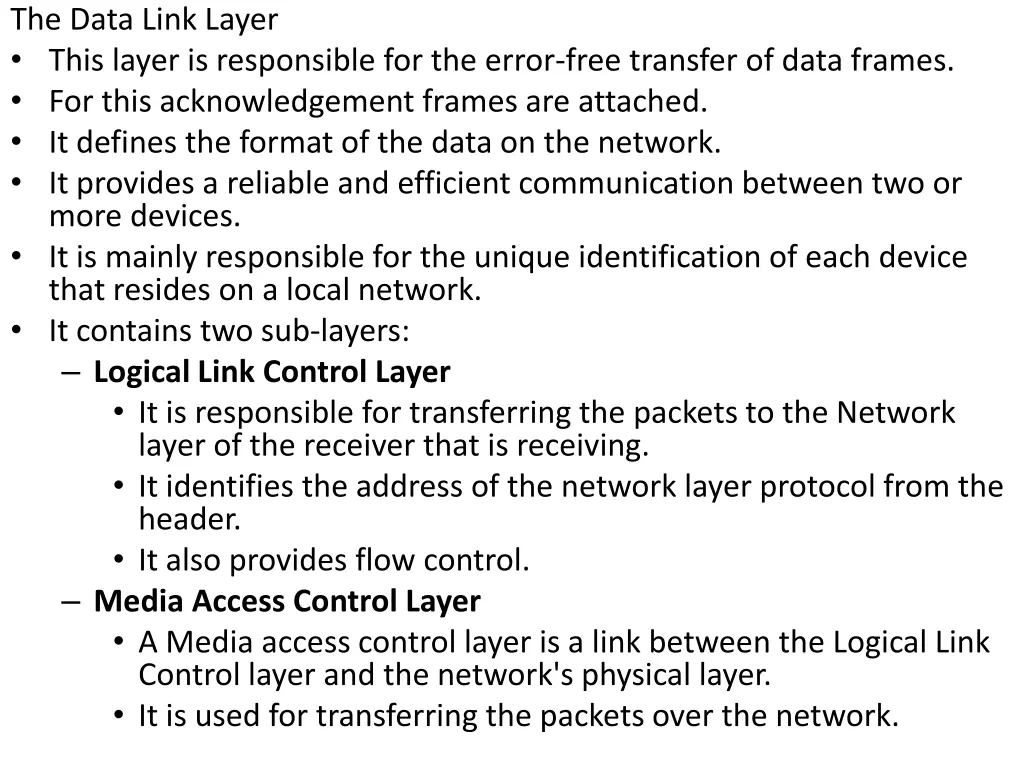 the data link layer this layer is responsible