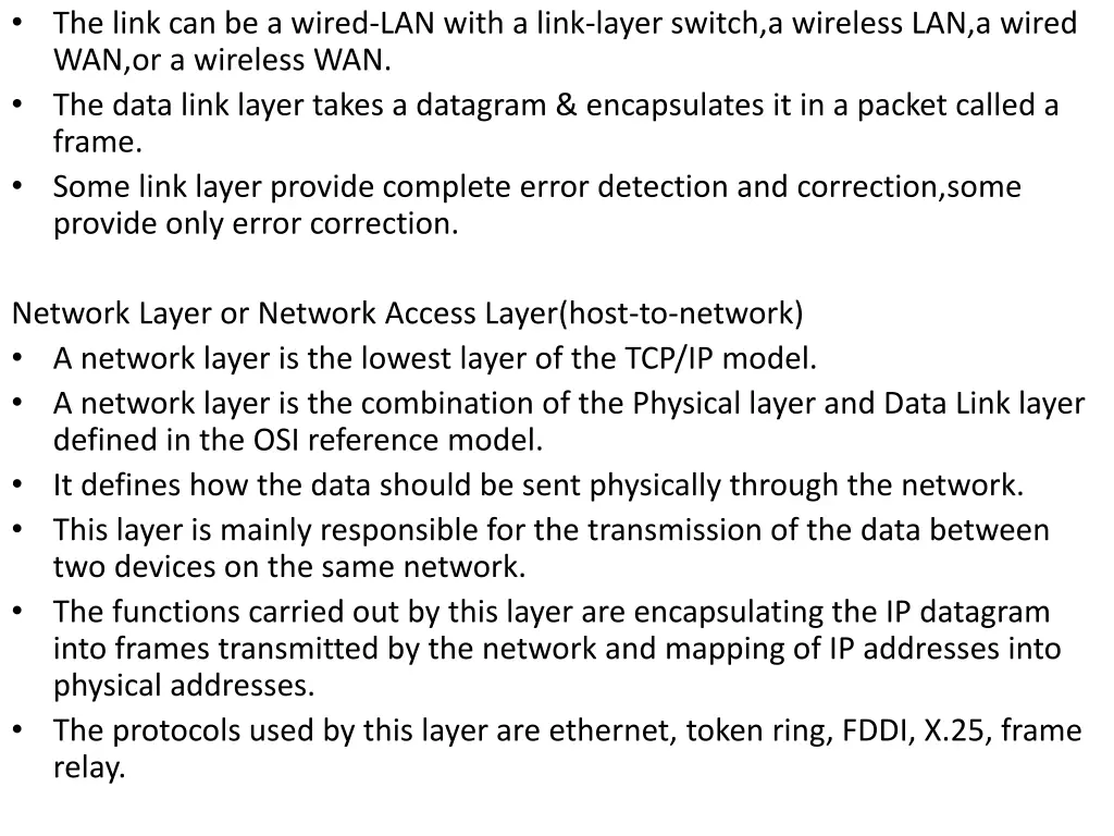 the link can be a wired lan with a link layer