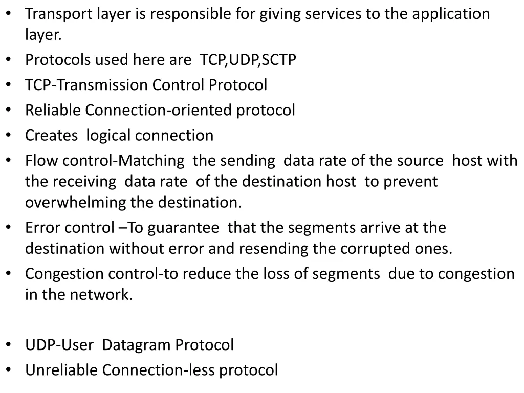 transport layer is responsible for giving