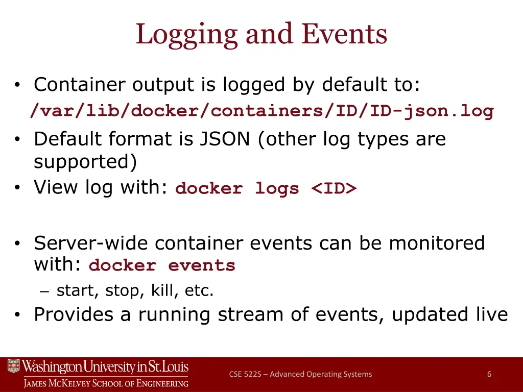 logging and events