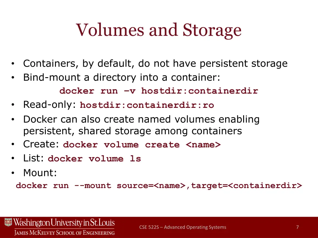 volumes and storage
