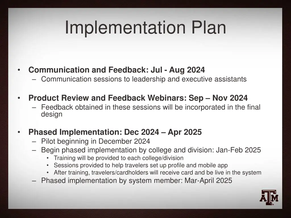 implementation plan