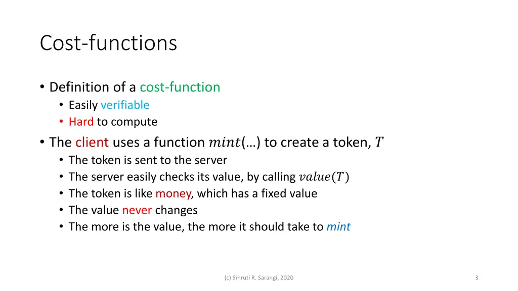 cost functions