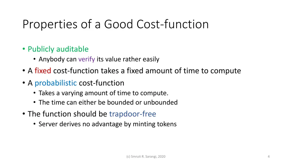 properties of a good cost function