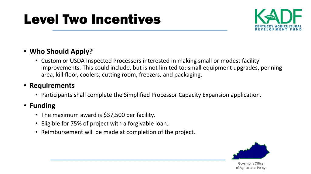 level two incentives