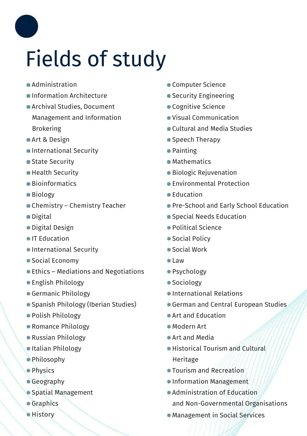 fields of study