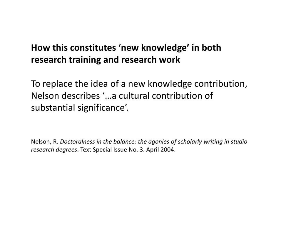how this constitutes new knowledge in both