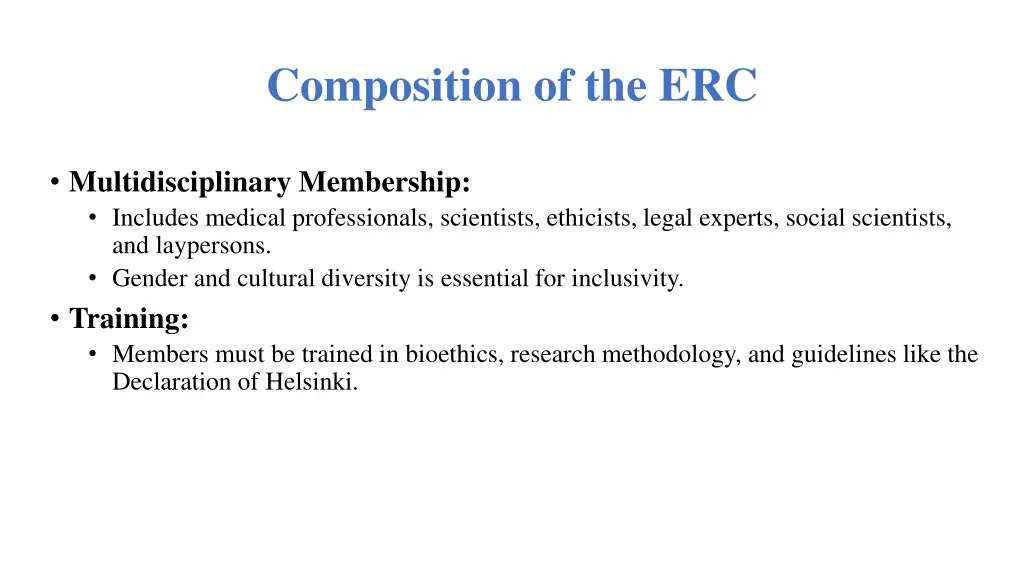 composition of the erc