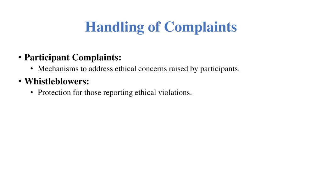 handling of complaints