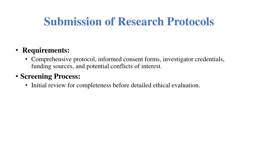 submission of research protocols