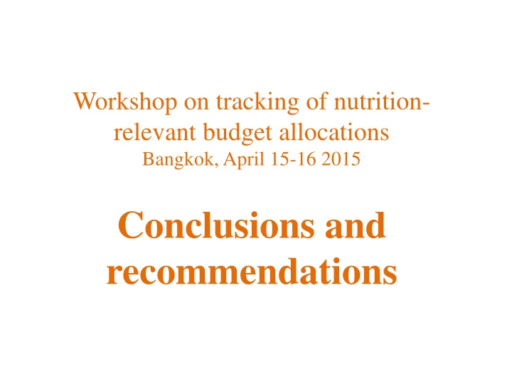 workshop on tracking of nutrition relevant budget