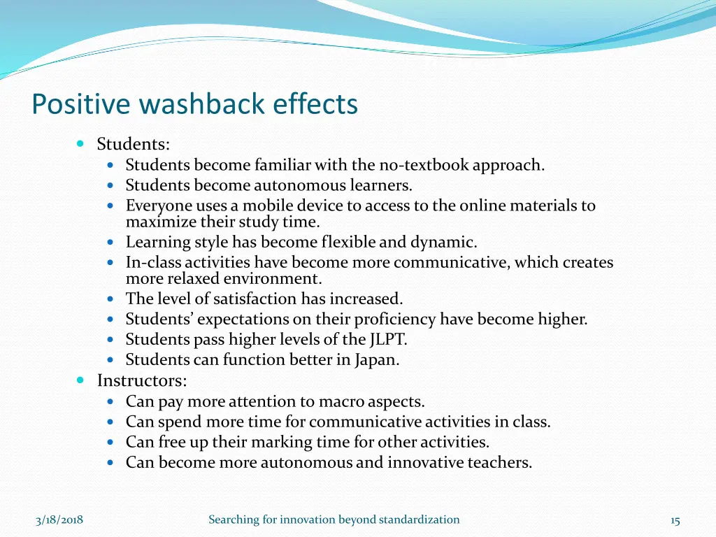 positive washback effects