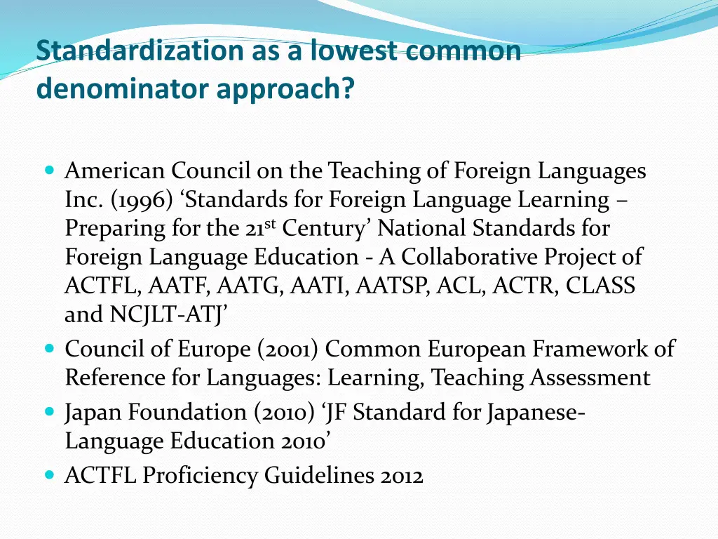 standardization as a lowest common denominator