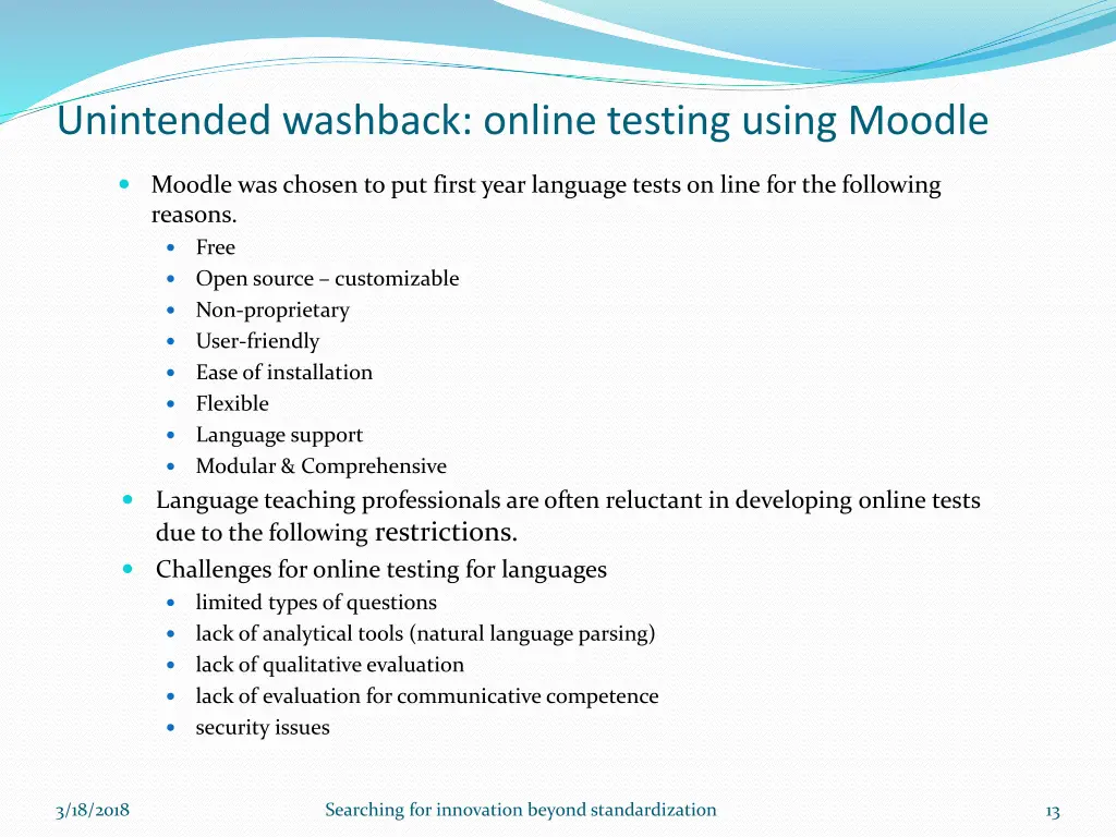 unintended washback online testing using moodle