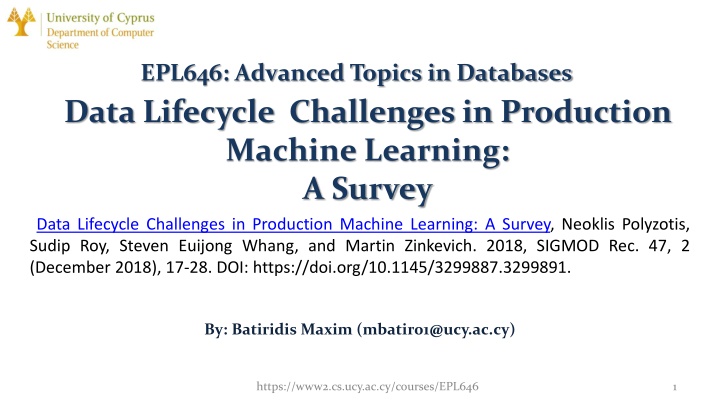 epl646 advanced topics in databases data