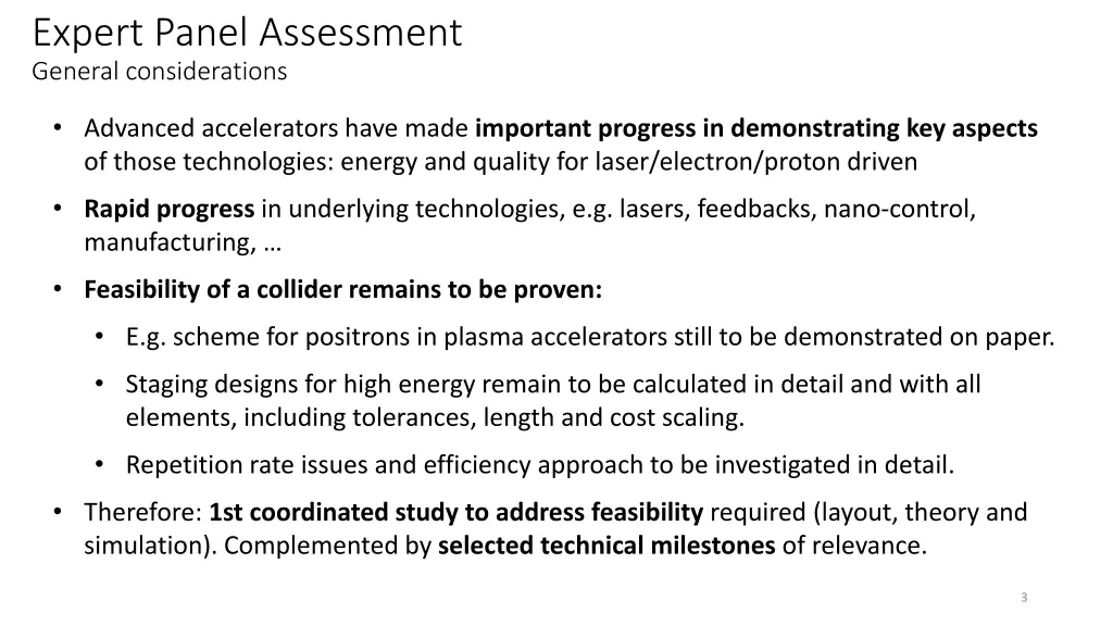 expert panel assessment general considerations