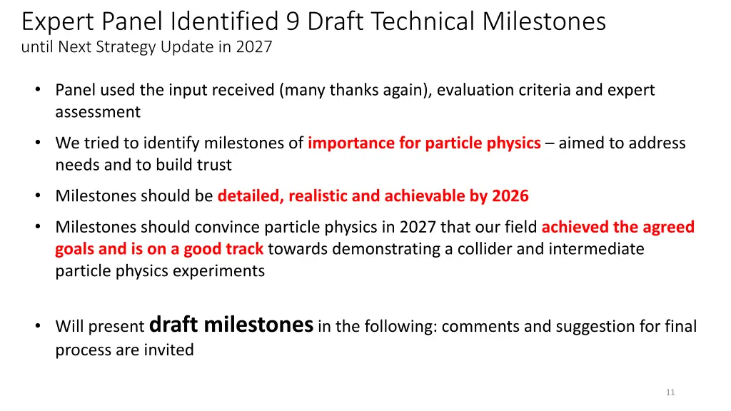 expert panel identified 9 draft technical