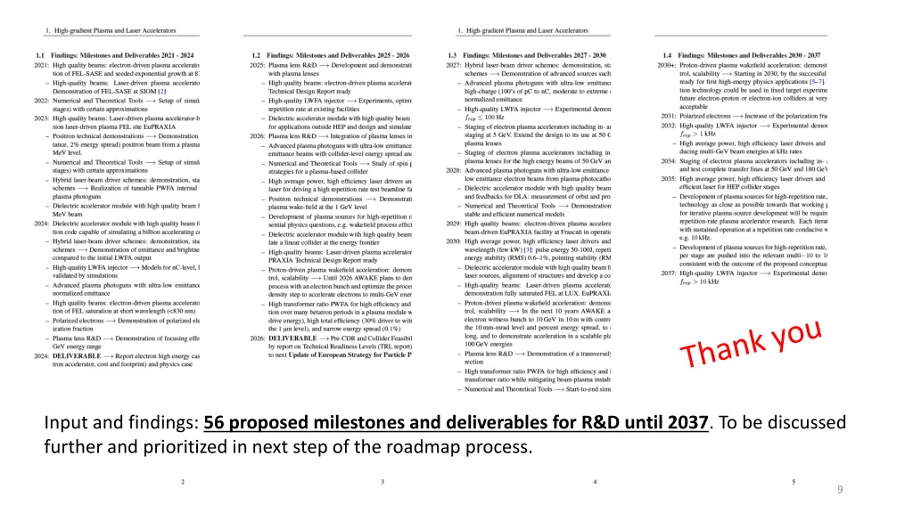 input and findings 56 proposed milestones