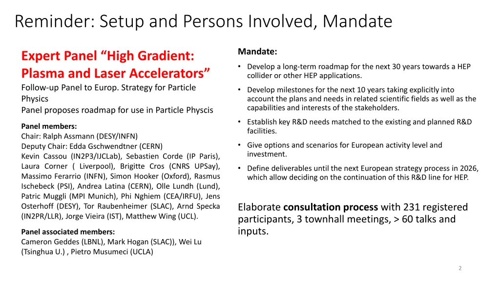 reminder setup and persons involved mandate