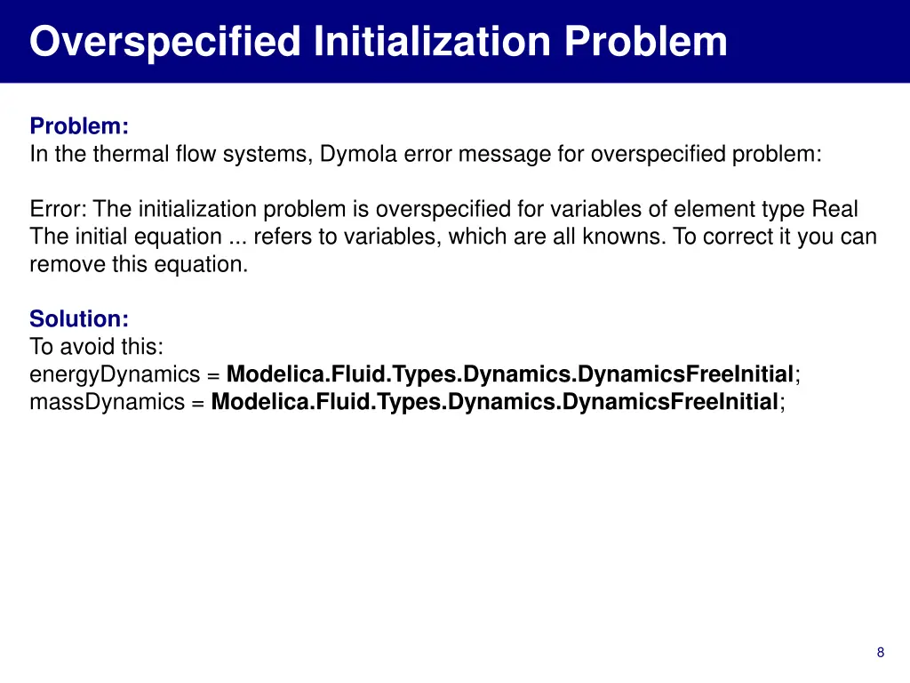 overspecified initialization problem