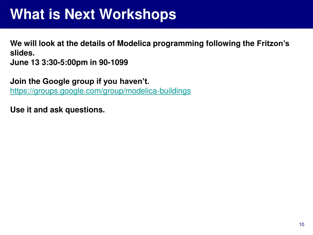 what is next workshops