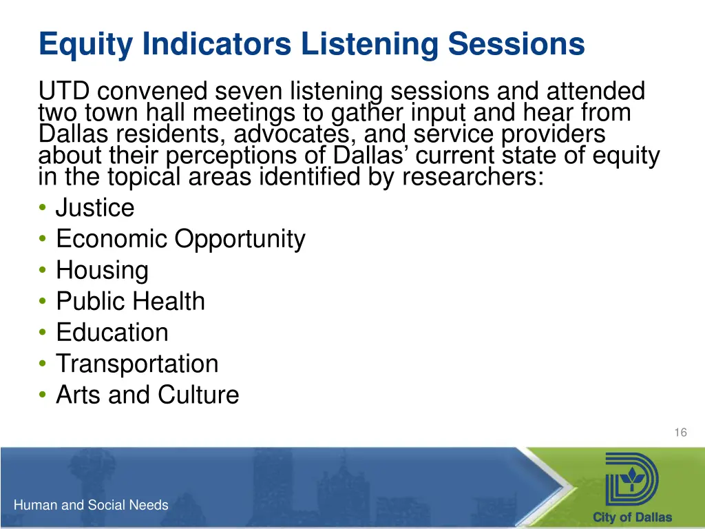 equity indicators listening sessions