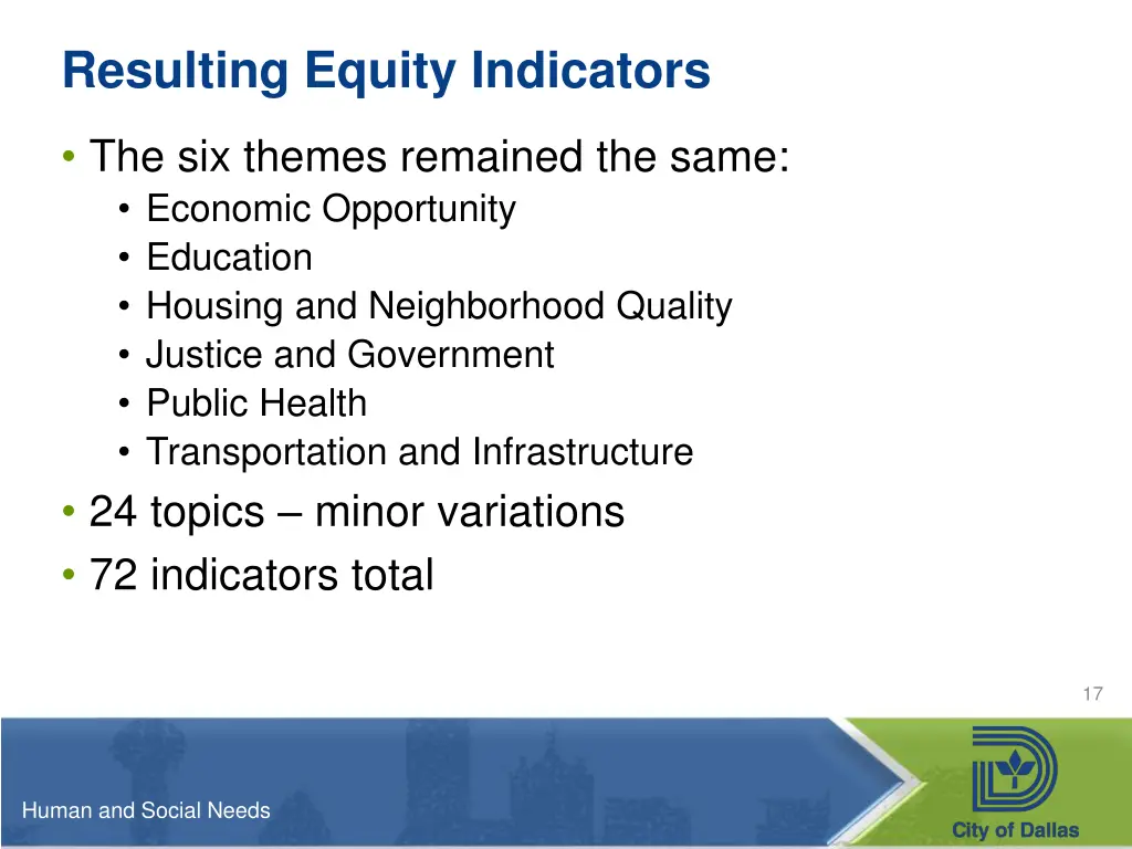 resulting equity indicators