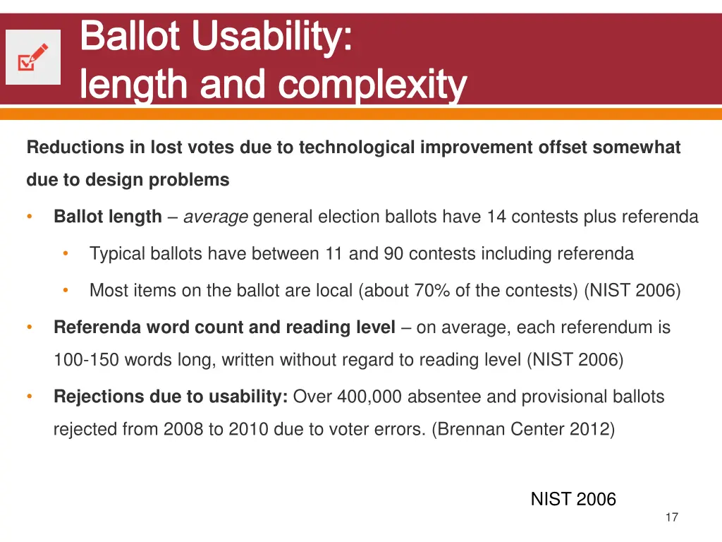 ballot usability length and complexity