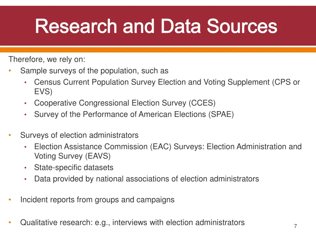 research and data sources