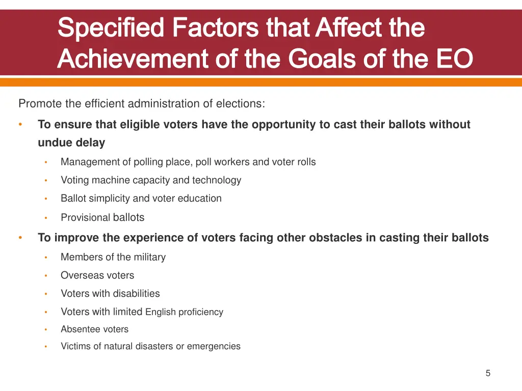 specified factors that affect the achievement