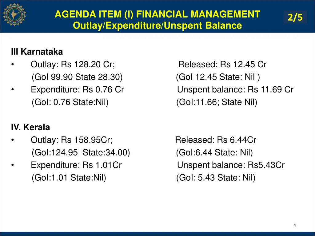 agenda item i financial management outlay 1