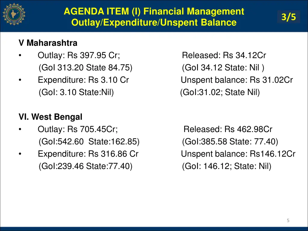 agenda item i financial management outlay 2