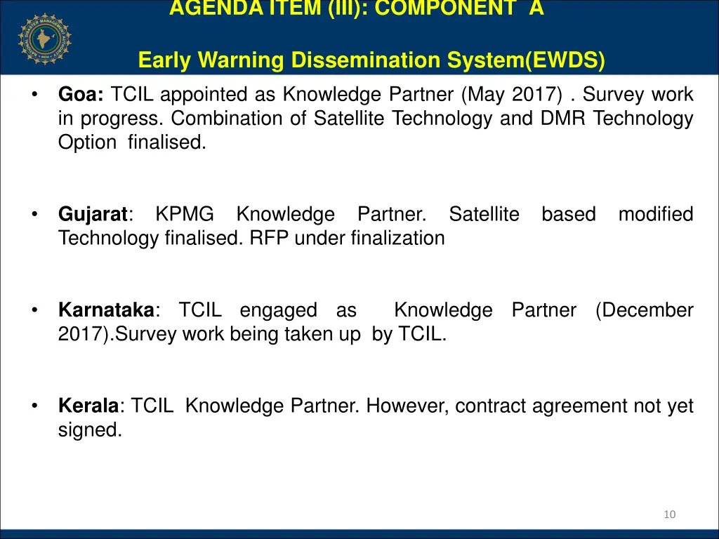agenda item iii component a early warning