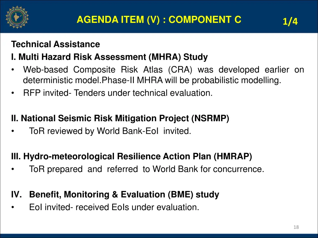 agenda item v component c