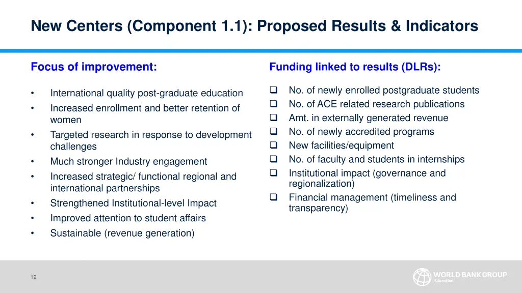 new centers component 1 1 proposed results