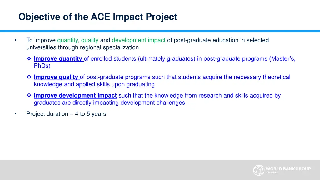 objective of the ace impact project