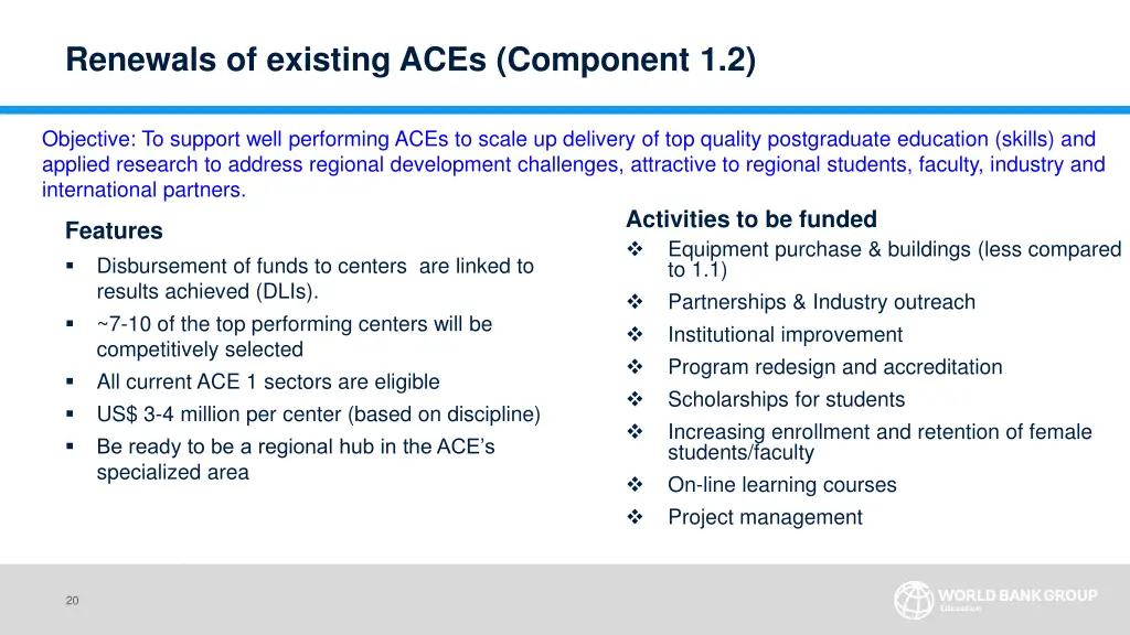renewals of existing aces component 1 2