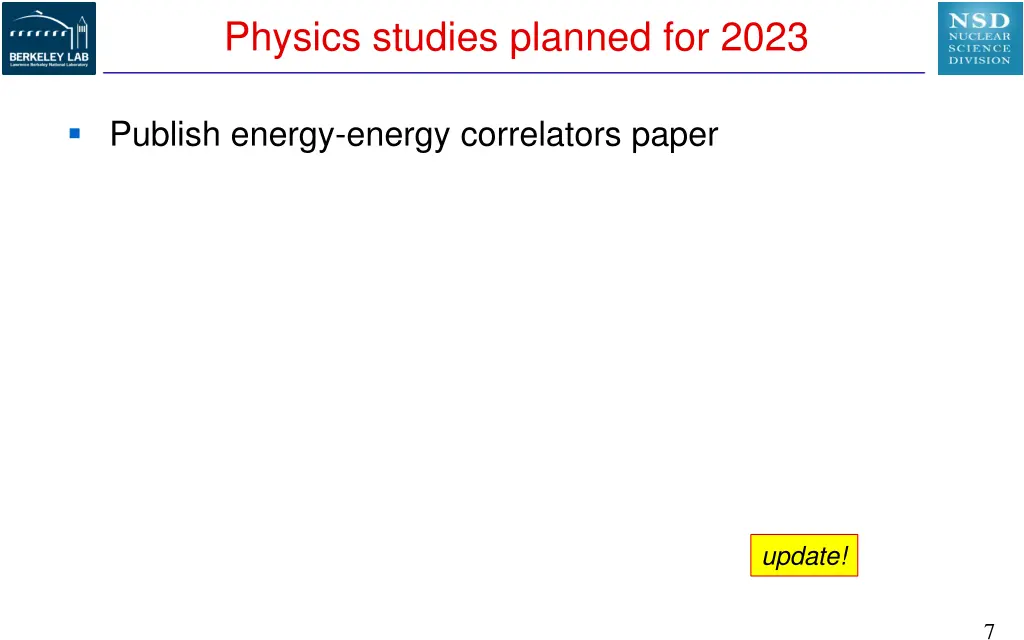 physics studies planned for 2023