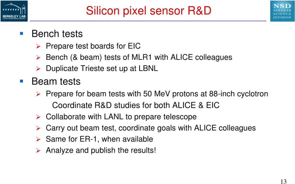 silicon pixel sensor r d