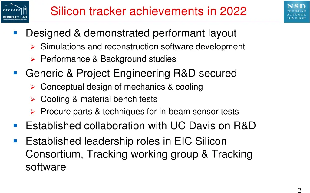 silicon tracker achievements in 2022