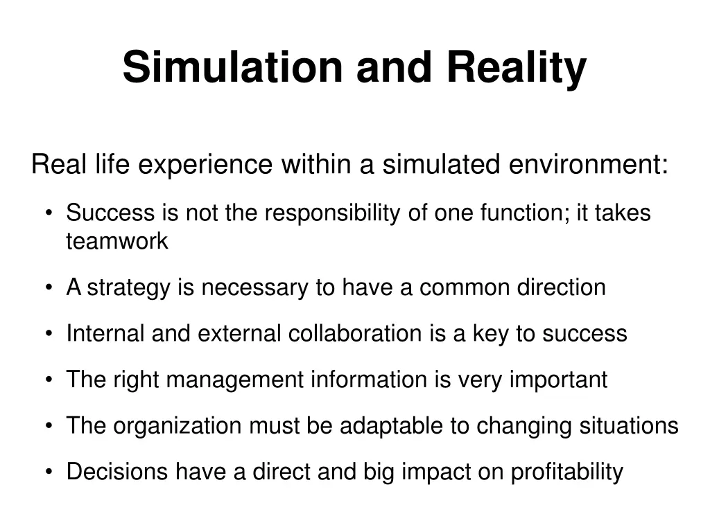 simulation and reality