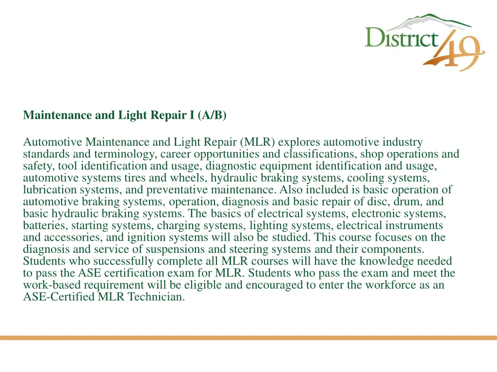 maintenance and light repair i a b