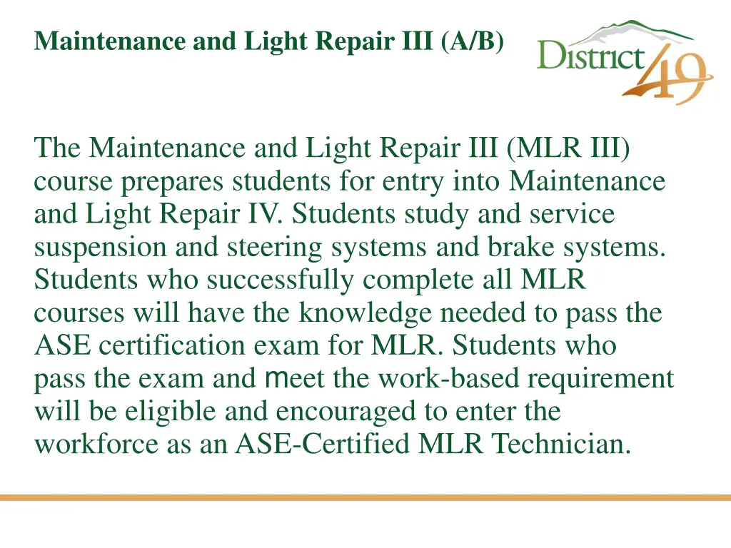 maintenance and light repair iii a b
