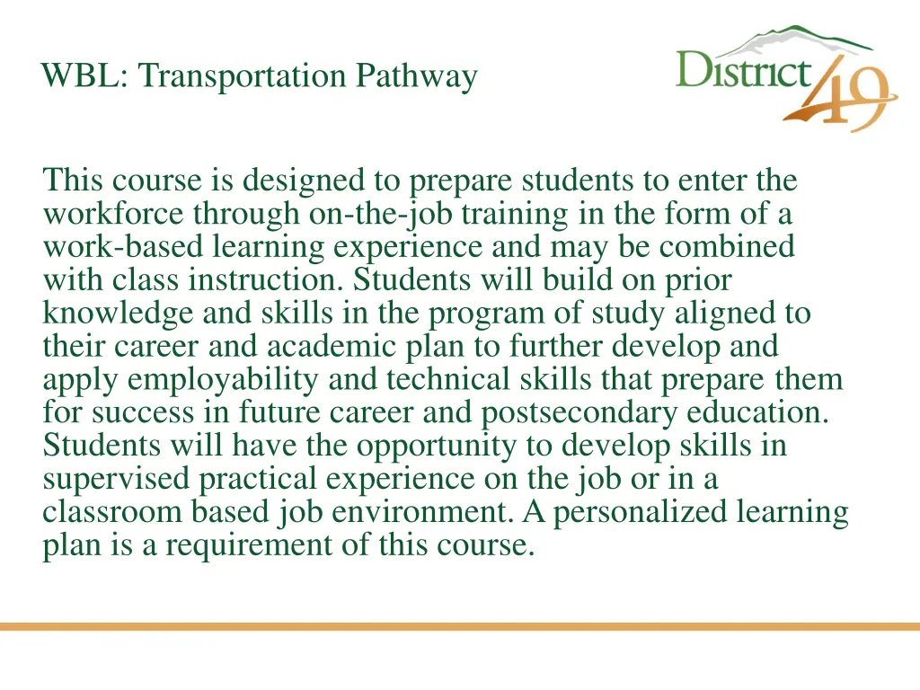 wbl transportation pathway