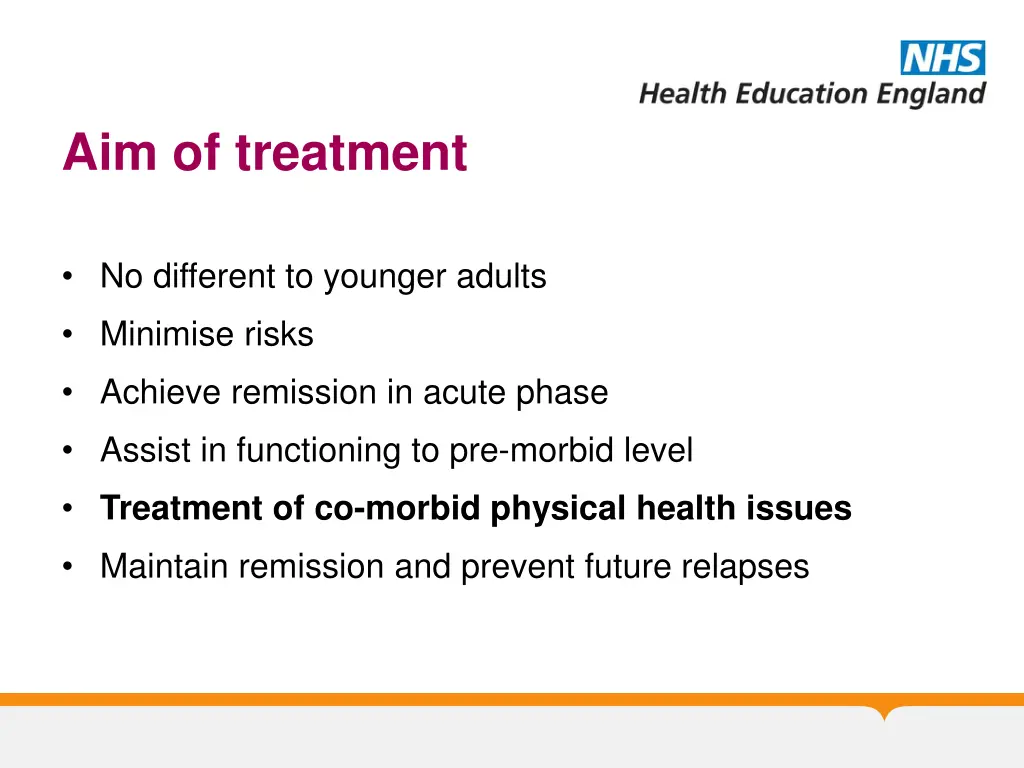 aim of treatment